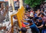 Gerbang Dirubuhkan, Ribuan Massa Geruduk Kantor Bupati dan DPRD Langkat